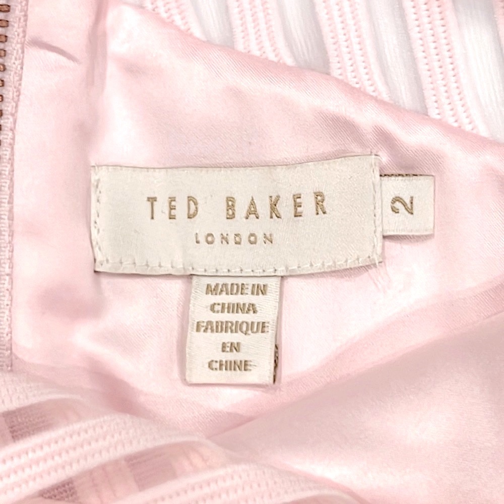 Ted Baker Eleese Mesh Detail Skater Baby Pink Dress - Picture 5 of 10